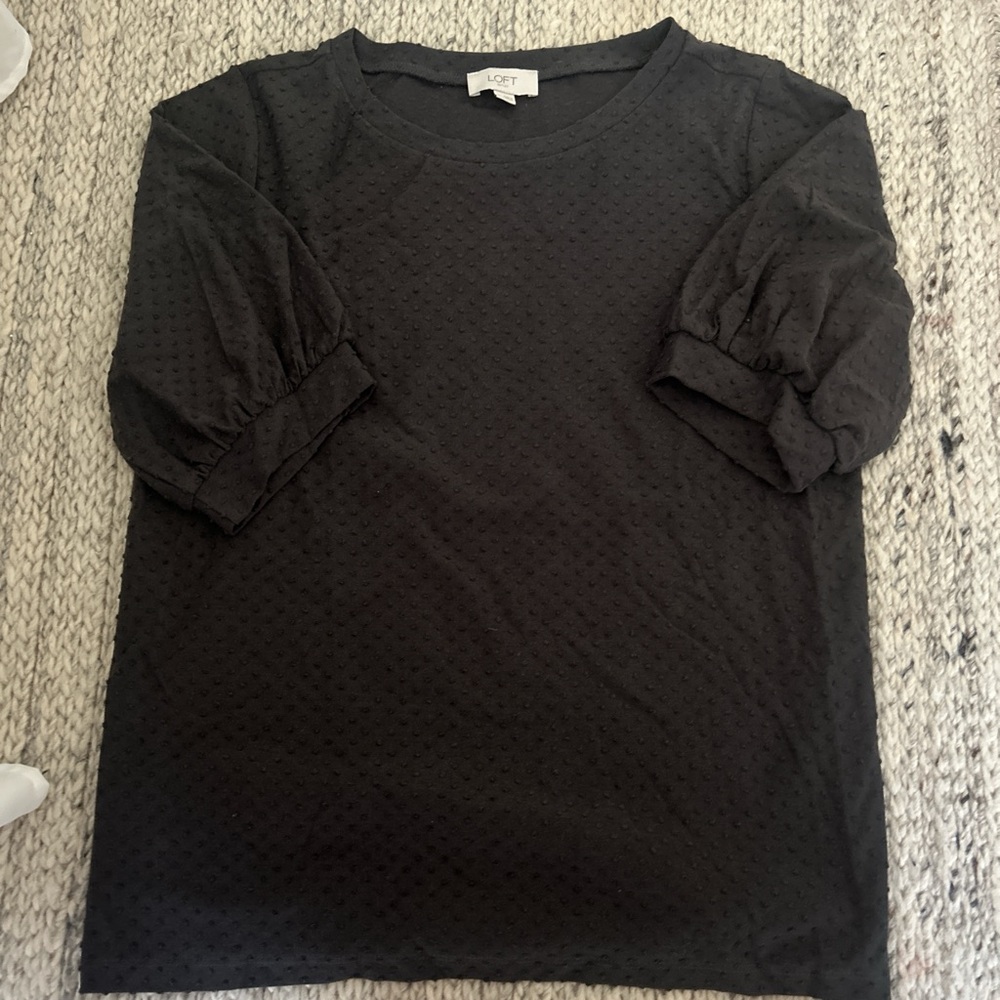 LOFT Charcoal Textured Knit Top